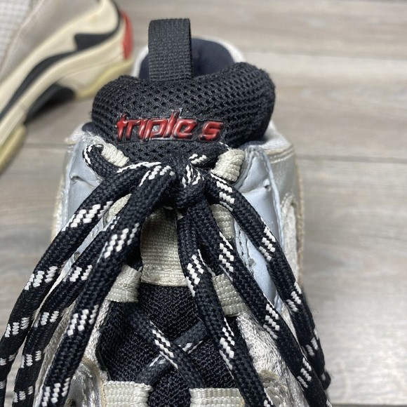 Balenciaga Triple S Silver Black Red Size 45 (US 12) - Picture 11 of 14